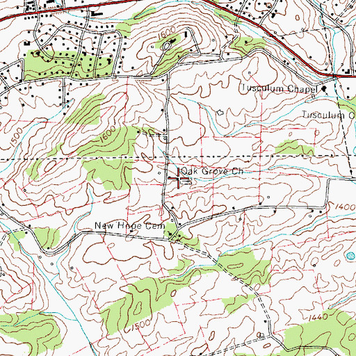 Topographic Map of Oak Grove Church, TN