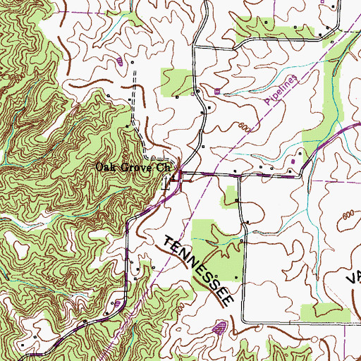 Topographic Map of Oak Grove Church, TN