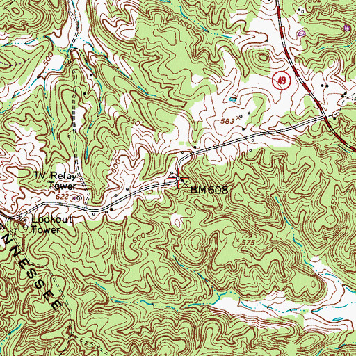 Topographic Map of Oak Grove Church, TN