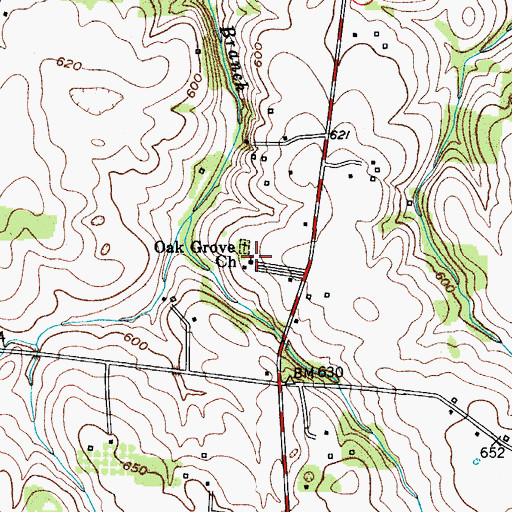 Topographic Map of Oak Grove Baptist Church, TN