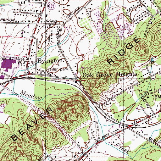 Topographic Map of Oak Grove Heights, TN