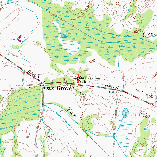 Topographic Map of Oak Grove School, TN
