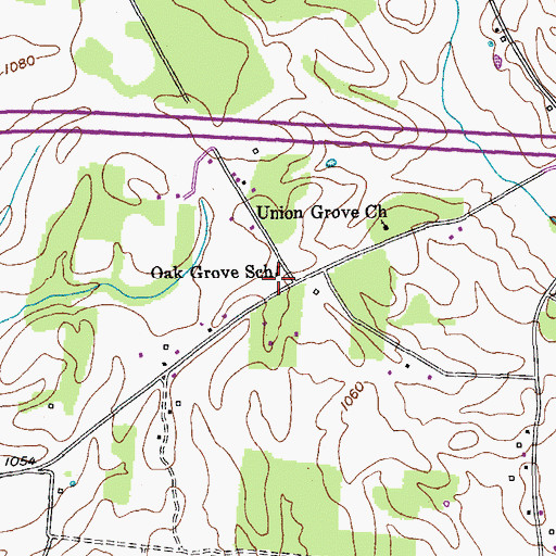 Topographic Map of Oak Grove School, TN