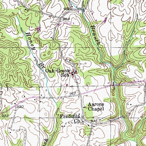 Topographic Map of Oak Grove School, TN