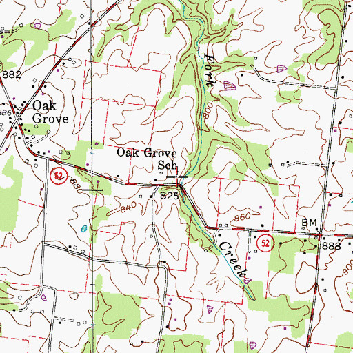 Topographic Map of Oak Grove School, TN