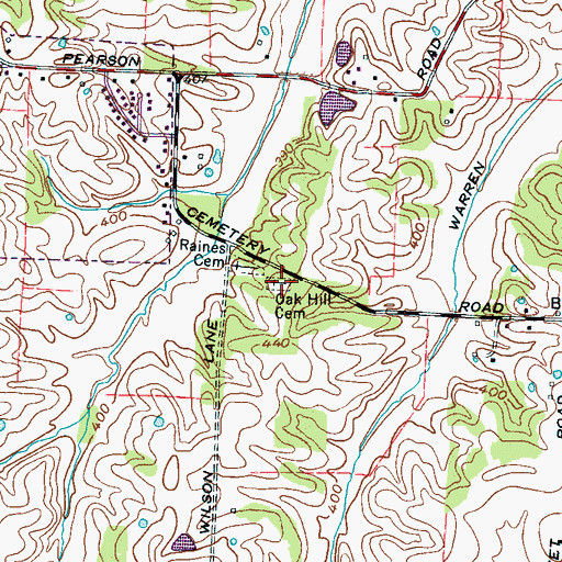 Topographic Map of Oak Hill Cemetery, TN