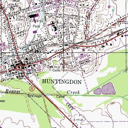 Topographic Map of Oak Hill Cemetery, TN