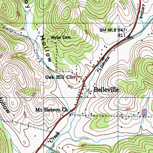 Topographic Map of Oak Hill Church, TN
