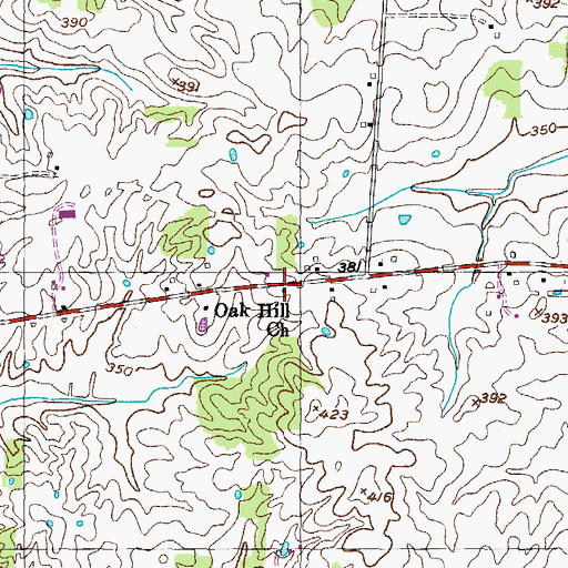 Topographic Map of Oak Hill Church, TN