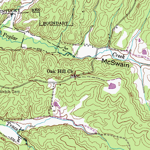 Topographic Map of Oak Hill Church, TN