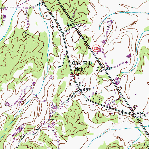 Topographic Map of Oak Hill School, TN