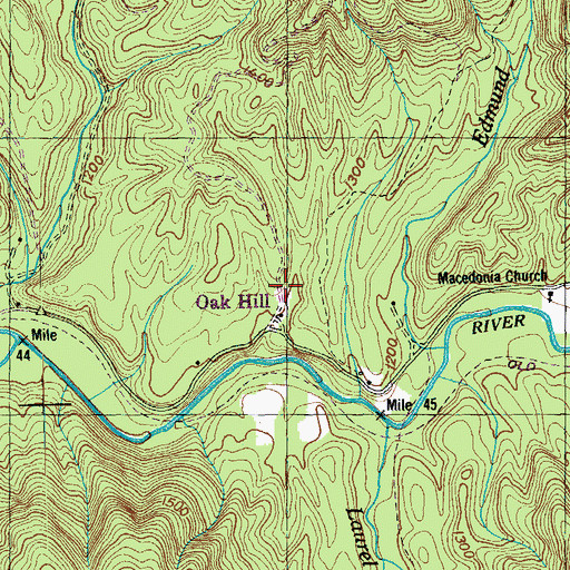 Topographic Map of Oak Hill School, TN