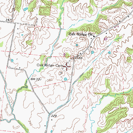 Topographic Map of Oak Ridge Cemetery, TN