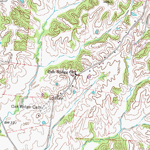 Topographic Map of Oak Ridge Church, TN