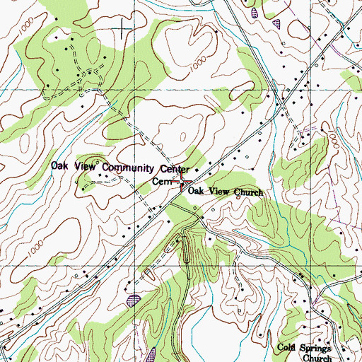 Topographic Map of Oak View Church, TN