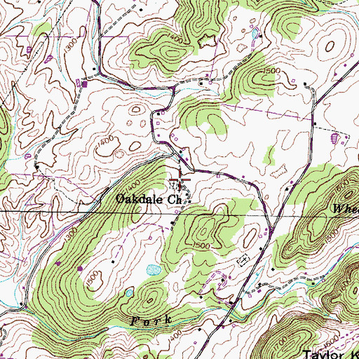 Topographic Map of Oakdale Church, TN