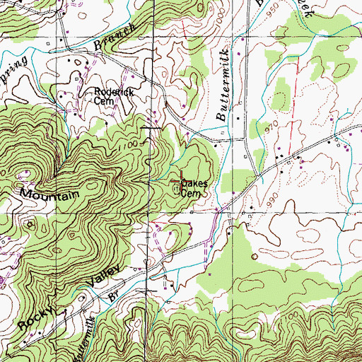 Topographic Map of Oakes Cemetery, TN