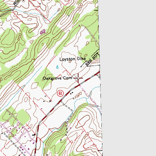 Topographic Map of Oakgrove Cemetery, TN
