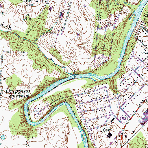 Topographic Map of Oakland Branch, TN