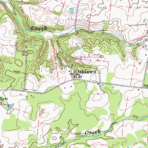 Topographic Map of Oaklawn Church, TN