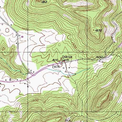 Topographic Map of Oakley Cemetery, TN