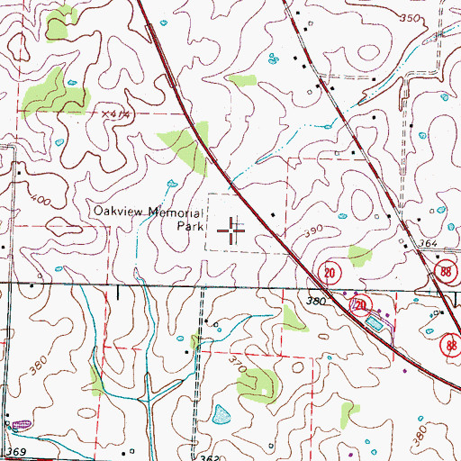 Topographic Map of Oakview Memorial Park, TN