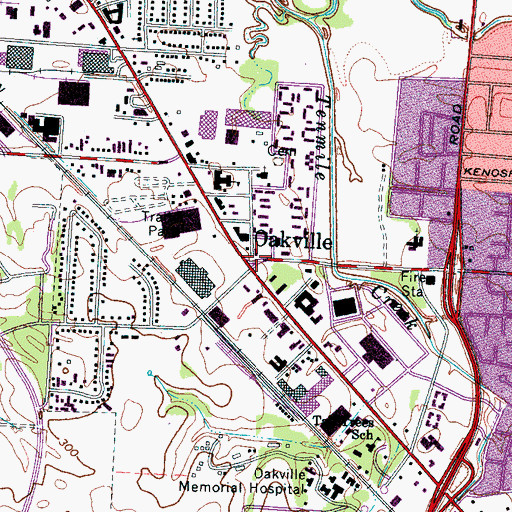 Topographic Map of Oakville, TN