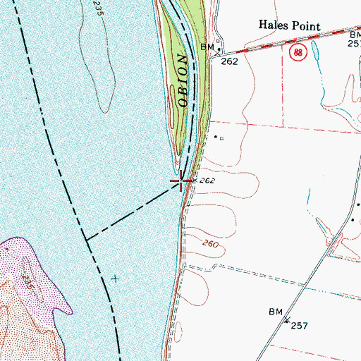 Topographic Map of Obion River, TN