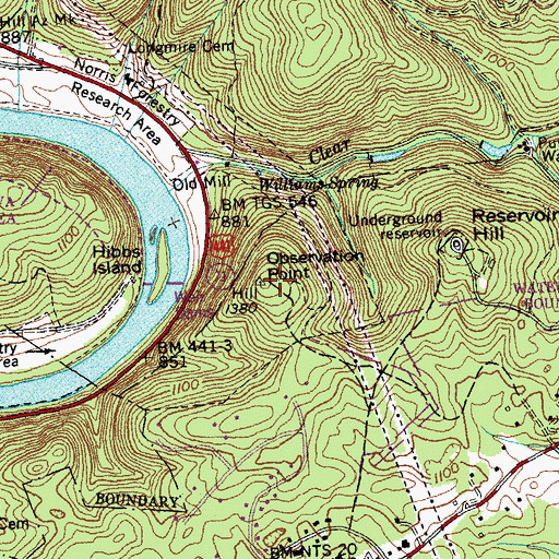 Topographic Map of Observation Point, TN