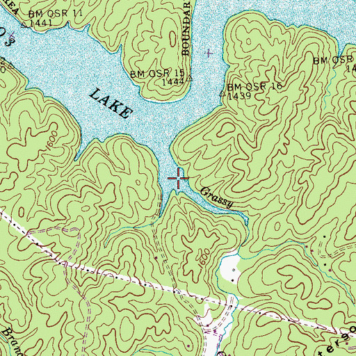 Topographic Map of Ocoee Number Three Lake, TN
