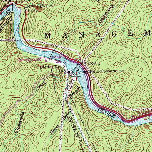 Topographic Map of Ocoee Number Three Powerhouse, TN