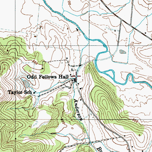 Topographic Map of Odd Fellows Hall, TN