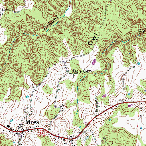 Topographic Map of Odle Cemetery, TN