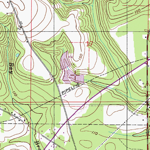 Topographic Map of Jernigan Lake, AL