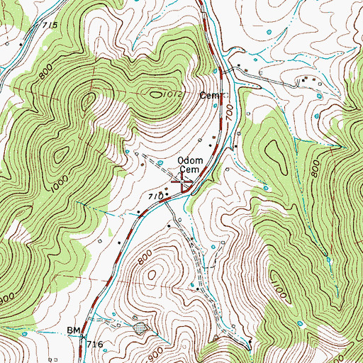 Topographic Map of Odom Cemetery, TN