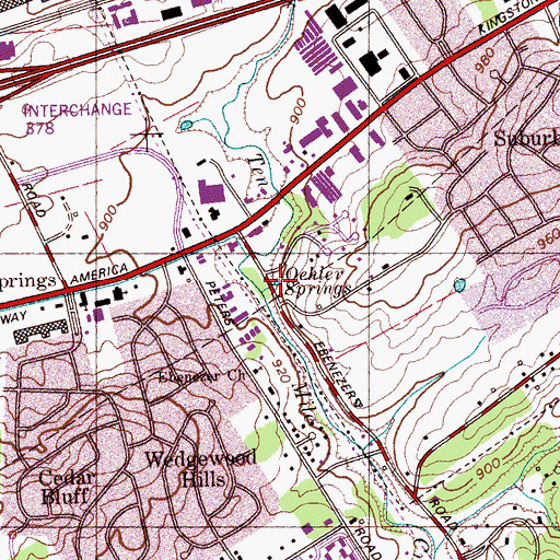 Topographic Map of Oehler Springs, TN