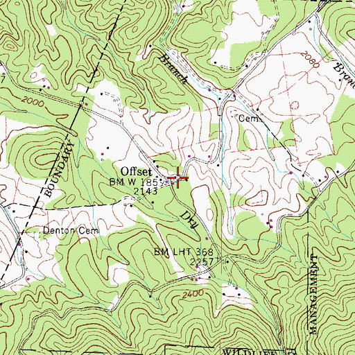 Topographic Map of Offset, TN