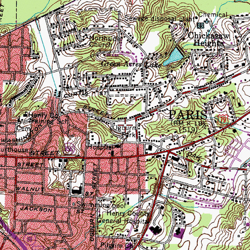 Topographic Map of Ogburn Park, TN