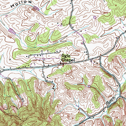 Topographic Map of Ogle Chapel, TN