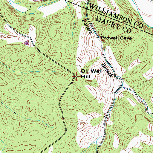 Topographic Map of Oil Well Hill, TN