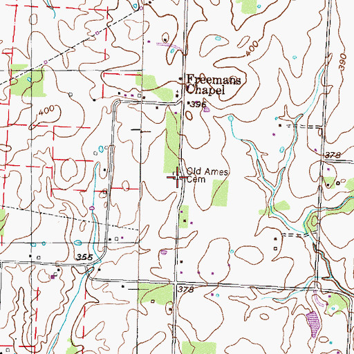 Topographic Map of Old Ames Cemetery, TN