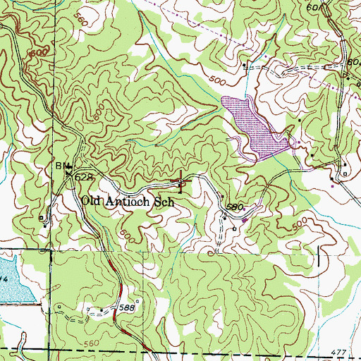 Topographic Map of Old Antioch School, TN