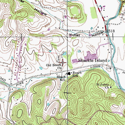 Topographic Map of Old Beech Church, TN