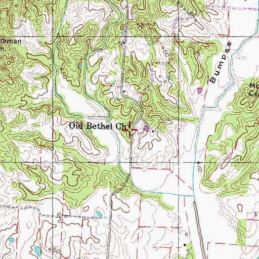 Topographic Map of Old Bethel Baptist Church, TN