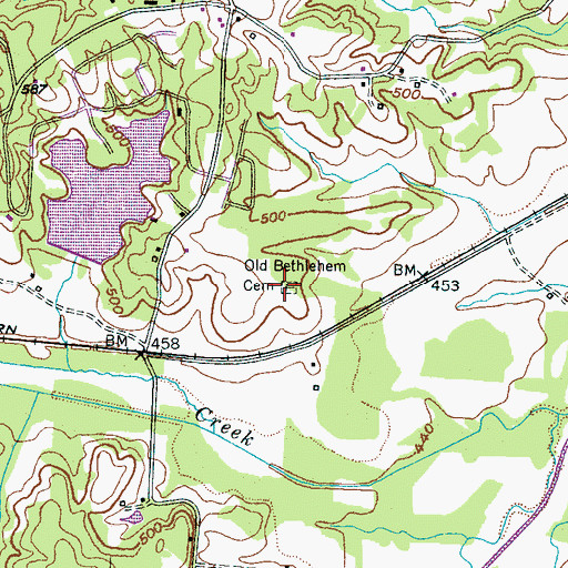 Topographic Map of Old Bethlehem Cemetery, TN