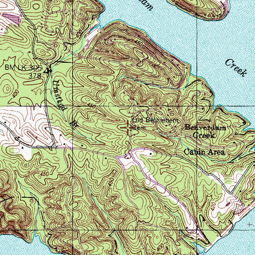 Topographic Map of Old Bethlehem Cemetery, TN