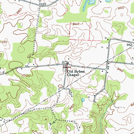 Topographic Map of Old Bybee Chapel, TN