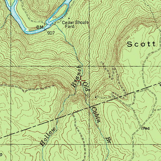 Topographic Map of Old Cabin Branch, TN