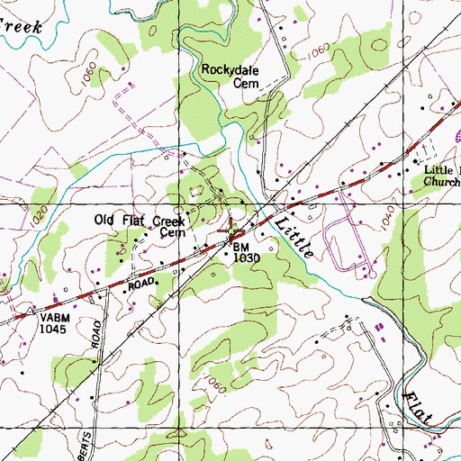 Topographic Map of Old Flat Creek Cemetery, TN