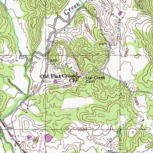 Topographic Map of Old Flat Creek Church, TN